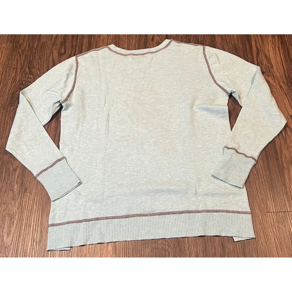 Lisa Todd Chicks Rule Cotton Cashmere Bird Graphic Sweater Blue Size M